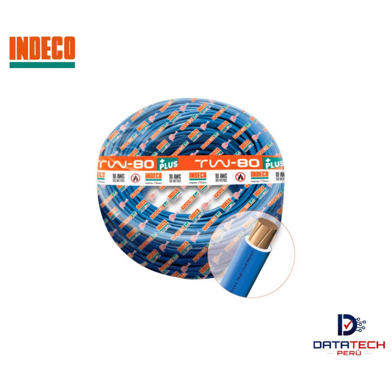 Cable eléctrico TW-80 Plus 14AWG 450/750V rollo por 100m Color Azul INDECO