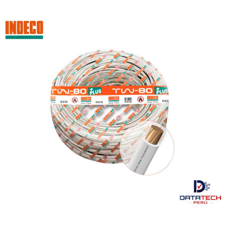 Cable eléctrico TW-80 Plus 12AWG 450/750V rollo por 100m Color Blanco INDECO