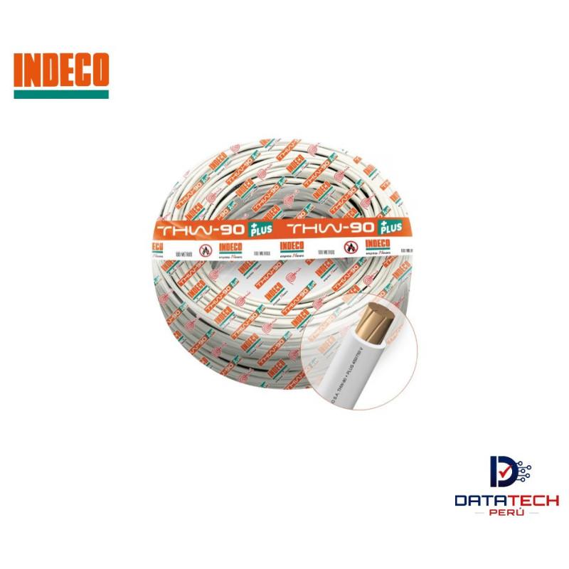 Cable eléctrico THW-90 Plus 12AWG 450/750V rollo por 100m Color Blanco INDECO Cable eléctrico THW-90 Plus 12AWG 450/750V rollo por 100m Color Blanco INDECO