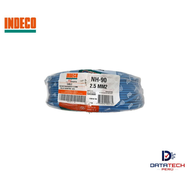 Cable eléctrico NH-90 2.5mm2 450/750V rollo por 100m Color Azul INDECO Cable eléctrico NH-90 2.5mm2 450/750V rollo por 100m Color Azul INDECO