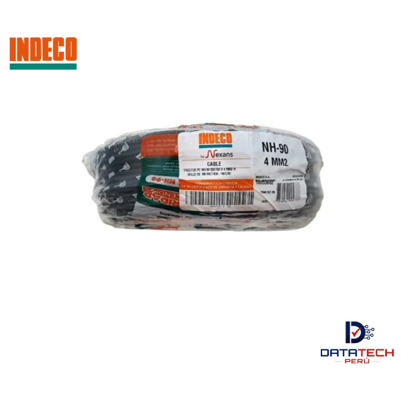 Cable eléctrico NH-90 4mm2 450/750V rollo por 100m Color Negro INDECO Cable eléctrico NH-90 4mm2 450/750V rollo por 100m Color Negro INDECO