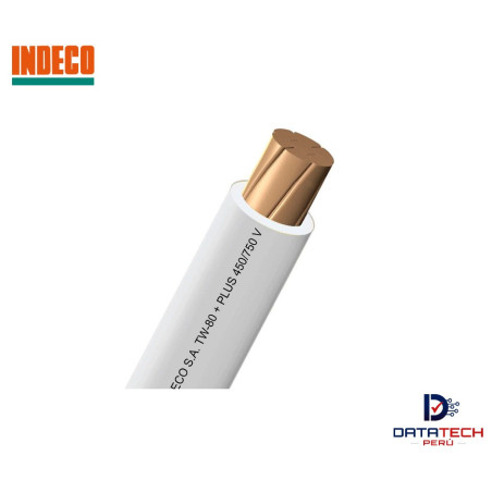 Cable eléctrico TW-80 Plus 10AWG 450/750V rollo por 100m Color Blanco INDECO
