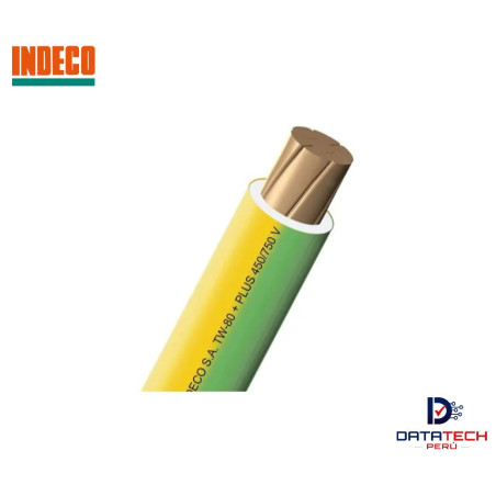 Cable eléctrico TW-80 Plus 10AWG 450/750V rollo por 100m Color Amarillo/Verde INDECO
