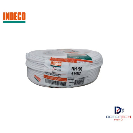 Cable eléctrico NH-90 4mm2 450/750V rollo por 100m Color Blanco INDECO