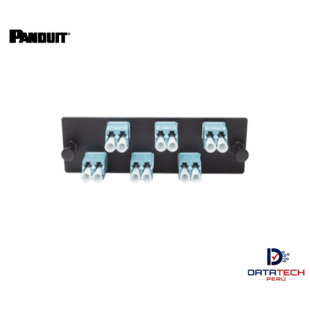 Panel modular de 6 acopladores multimodo OM3/OM4 LC-LC Dúplex color Aqua FAP6WAQDLCZ Panduit