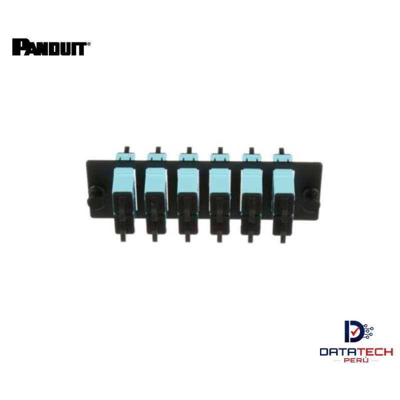 Panel modular de 6 acopladores multimodo OM3/OM4 SC-SC Dúplex color Aqua FAP6WAQDSCZ Panduit