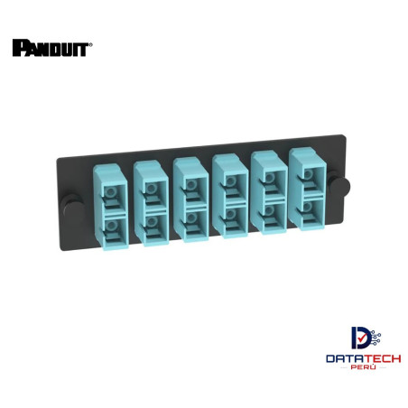 Panel modular de 6 acopladores multimodo OM3/OM4 SC-SC Dúplex color Aqua FAP6WAQDSCZ Panduit