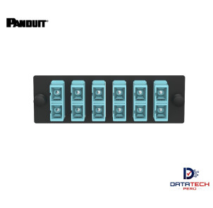 Panel modular de 6 acopladores multimodo OM3/OM4 SC-SC Dúplex color Aqua FAP6WAQDSCZ Panduit
