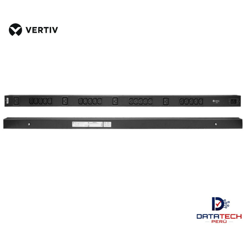 PDU estándar básico 16A 230V 3,6kW vertical (20) IEC C13 (4) IEC C19, C20 Color Negro VERTIV VP7552