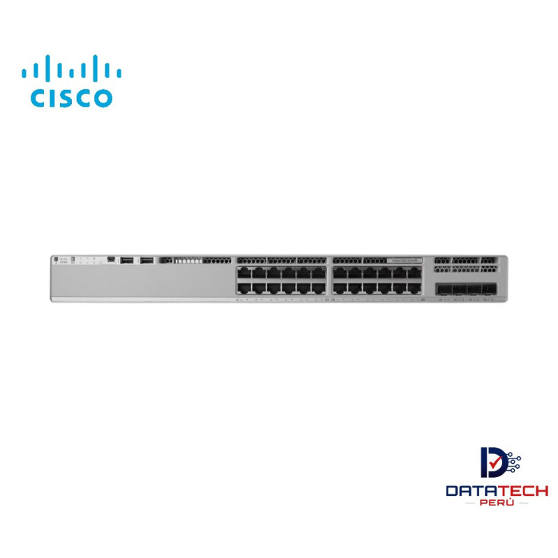 Switch Cisco Catalyst 9200L con 24 puertos 1G y 4x10G. CISCO C9200L-24T-4X-E