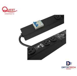 Multitoma vertical 16 tomas grado industrial con llave térmica color Negro QUEST MV-4837