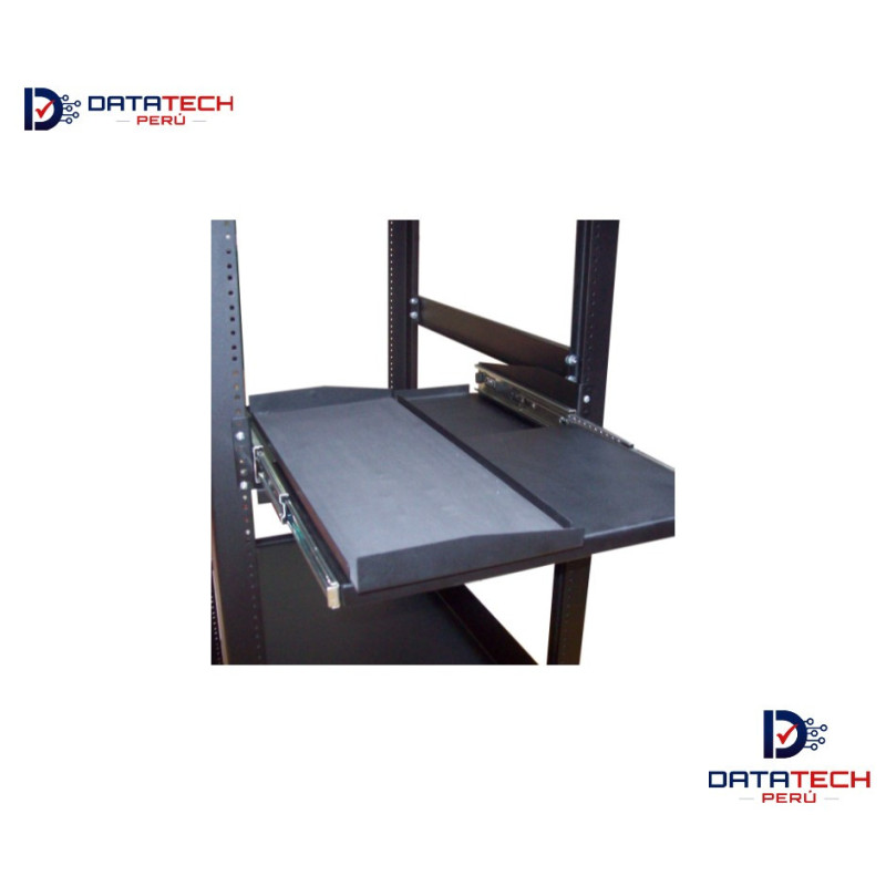 Bandeja retráctil rackeable para porta LCD de 1RU metálico negro DATATECHPERU RP-LCD