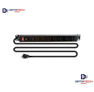 Power rack de 8 tomas 10A 19" tomas Levitón con cable 1.80mts DATATECHPERU PW-8T18