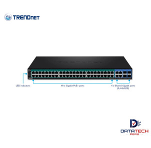 Switch de 52 puertos con 4 ranuras SFP Gigabit Web Inteligente PoE+ 370W TRENDNET TPE-5240WS