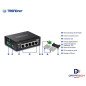 Switch de riel DIN Gigabit industrial de 5 puertos conmutación de 10Gbps TRENDNET TI-G50