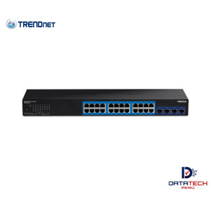 Switch Web Smart de 28 puertos con 24 puertos Gigabit y 4 ranuras SFP+ 10G TRENDNET TEG-30284