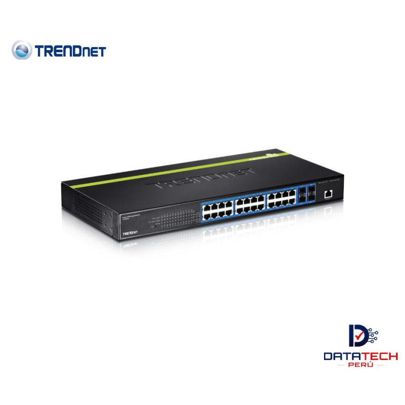 Switch de 24 puertos Gigabit Capa 2 administrable con 4 ranuras SFP compartidas- TRENDNET TL2-G244