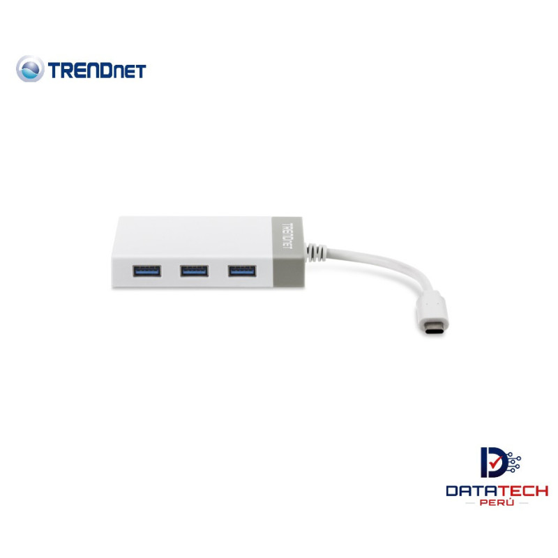 Adaptador de USB-C a Gigabit + Hub USB 3 puertos USB 3.0 Un puerto Ethernet Gigabit TRENDNET TUC-ETGH3