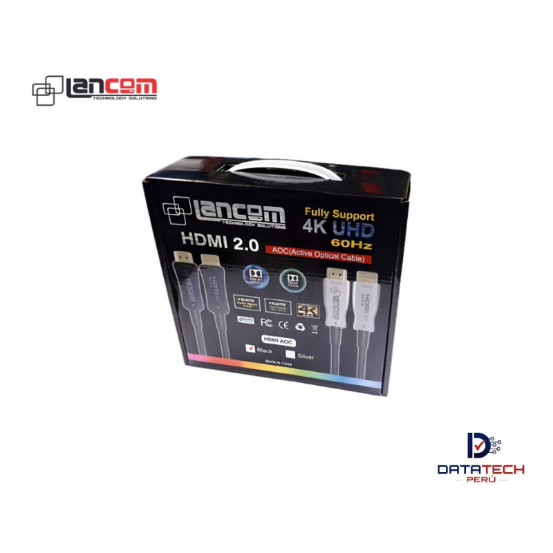 Cable HDMI 2.0 De Fibra Optica De 100 Metros Ultra HD 4K 60HZ LANCOM ZZ-AOC-A-BK-100