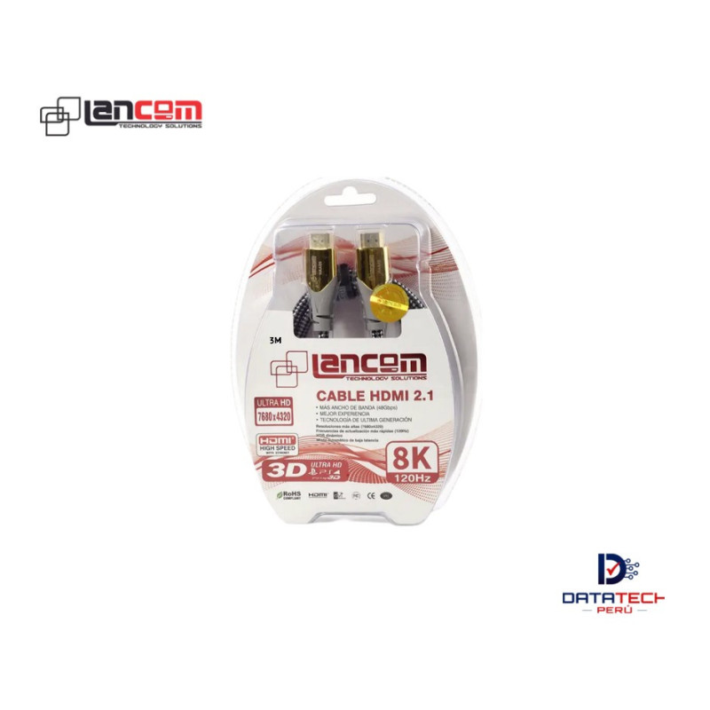 Cable HDMI 2.1 De 3 Metros Ultra HD 8K A 60HZ Y 4K A 120HZ LANCOM ZZ-HAA05-3M