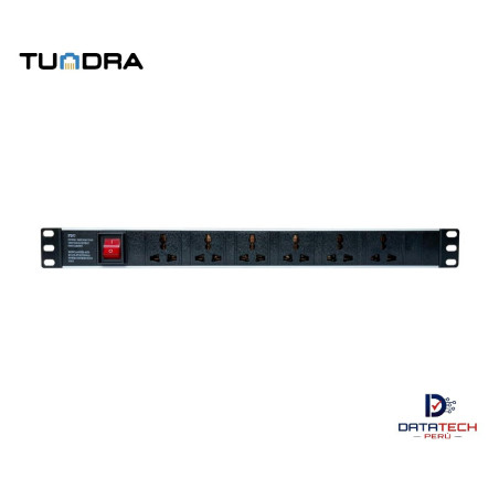 Multitoma eléctrica horizontal 220V-15A 6 tomas. Enchufe Tipo I  TUNDRA PDU-1906-I