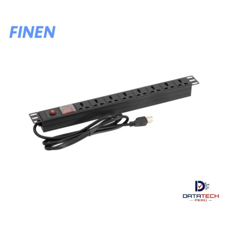 Multitoma eléctrica horizontal, 8 tomas con Linea a tierra FINEN PDU08-H1U-3.0