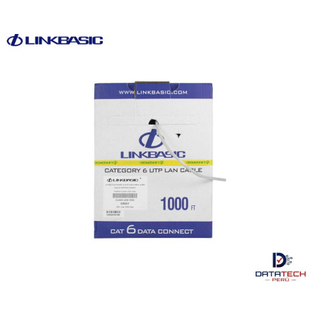 Cable UTP Sólido 4P Cat6 23AWG LSZH Gris Rx305mt LINKBASIC CLA04-UC6-LSZH-7035