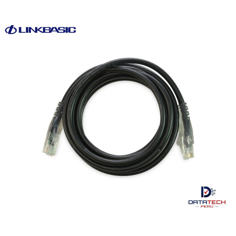 Patch cord de red UTP Categoría 6 1mt color Negro LINKBASIC CAA01-UC6-1-A