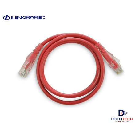 Patch cord de red UTP Categoría 6 1mt color Rojo LINKBASIC CAA01-UC6-1-C