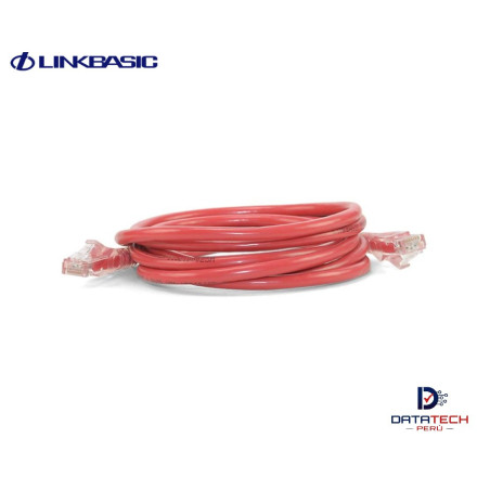 Patch cord de red UTP Categoría 6 3mt color Rojo LINKBASIC CAA01-UC6-3-C