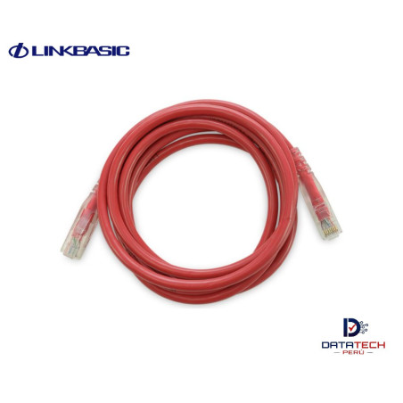 Patch cord de red UTP Categoría 6 3mt color Rojo LINKBASIC CAA01-UC6-3-C