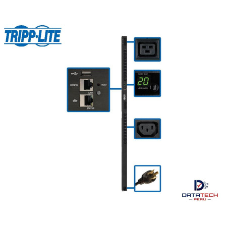 PDU controlable monofásico vertical de 3.2-3.8kW 240V 20 C13 y 4 C19 TRIPP LITE PDUMV20HVNETLX